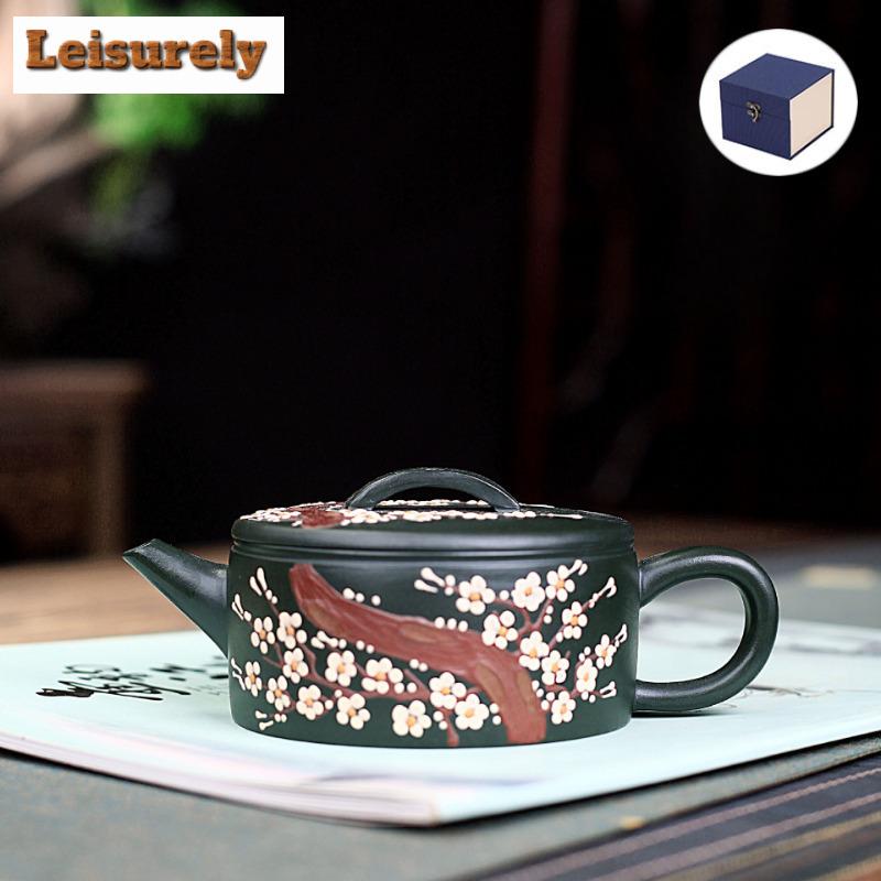 180 мл изысканные чайники из фиолетовой глины Исин, ручной работы, большой калибр, горшок из цветков сливы, чайник из сырой руды, зеленый глиняный чайник, чайный набор «Цзыша», ремесло