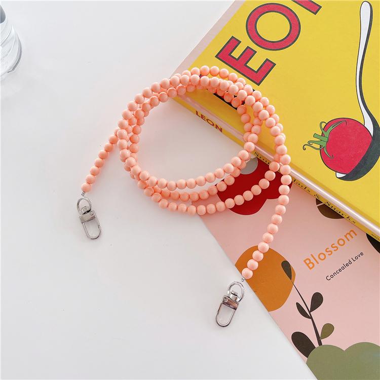 High Quality Fashion Custom Acrylic Beads Plastic Pearl Phone Case Strap, Girl Handmade Beaded Mobile Phone Lanyard Straps Chain