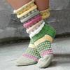 Warm Winter Style with Pastel Vibrant Colors Women's Thermal Mid-Calf Socks Comfortable Cold-Weather Non-Slip Cushioned Soles