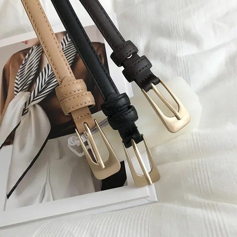 Модные женские ремни из искусственной кожи, универсальные тонкие ремни из искусственной кожи, ремни с пряжкой из цинкового сплава, женские аксессуары для одежды