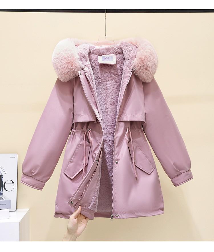 Winter women's Parker cotton clothes, piled and thickened warm jackets, casual versatile hooded small cotton-padded clothes are thick.