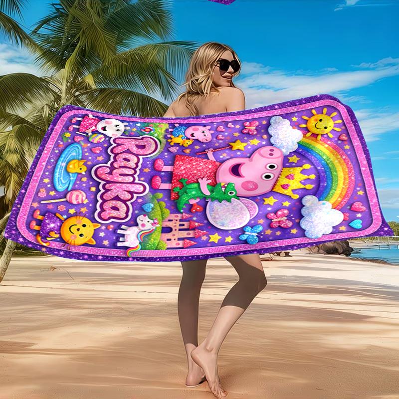 Princess Peppa Beach Towel, Quick-drying, Easy to Care for, Suitable for Both Fitness and Beach Vacations,Sports Essential