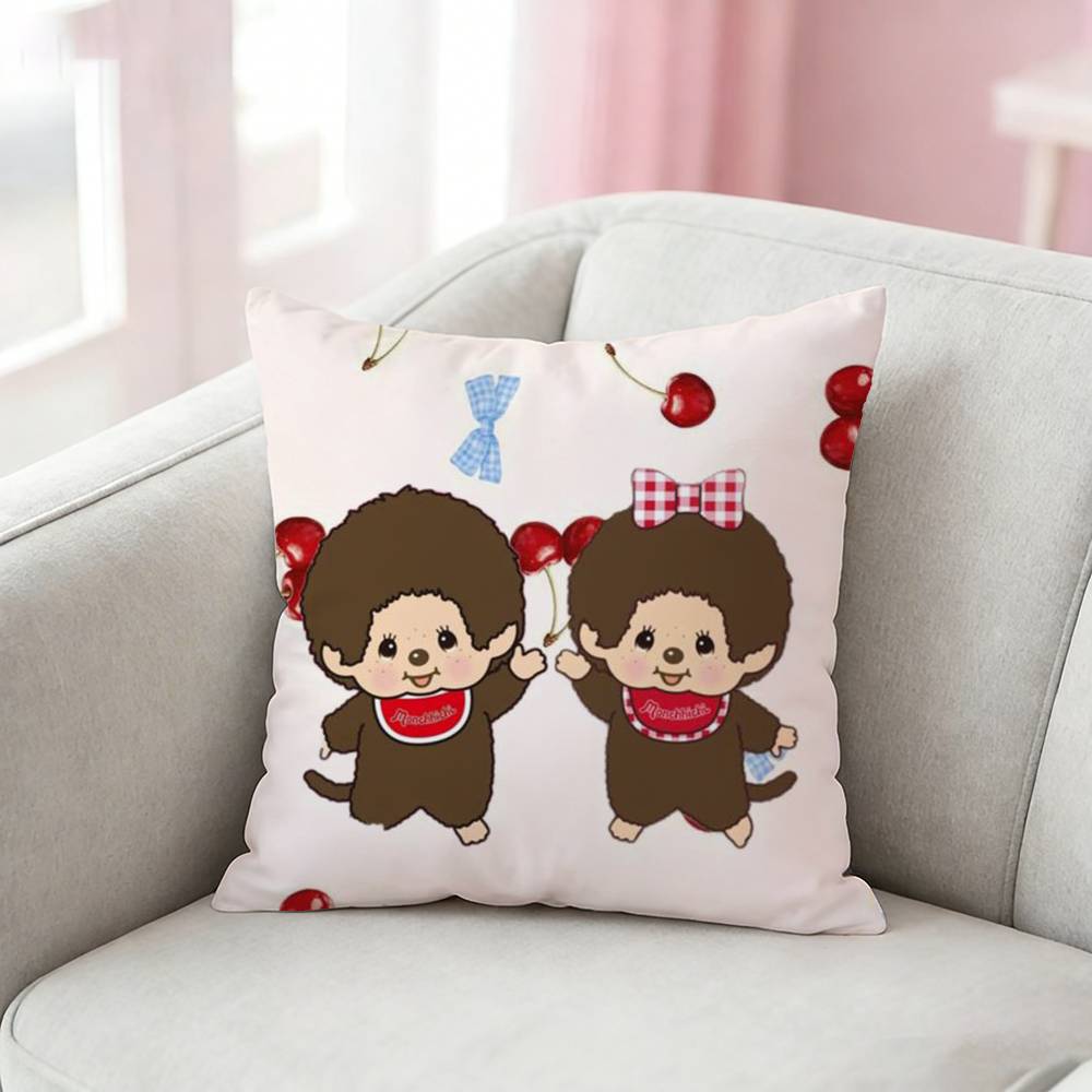 Cute MMonchhichi Pillow Case Pattern Printed Pillowcase For Living Room Sofa Cushion Cover
