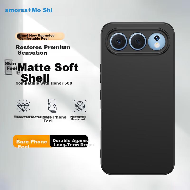 Smorss Honor 500 Phone Case Protective Cover Full Coverage Lens Anti-Drop Ultra-Thin Matte Soft for Honor 500 Men and Women Black