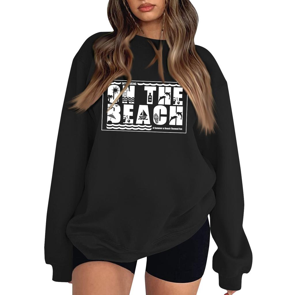 Женская повседневная модная блузка с длинным рукавом и круглым вырезом с принтом и пуловером