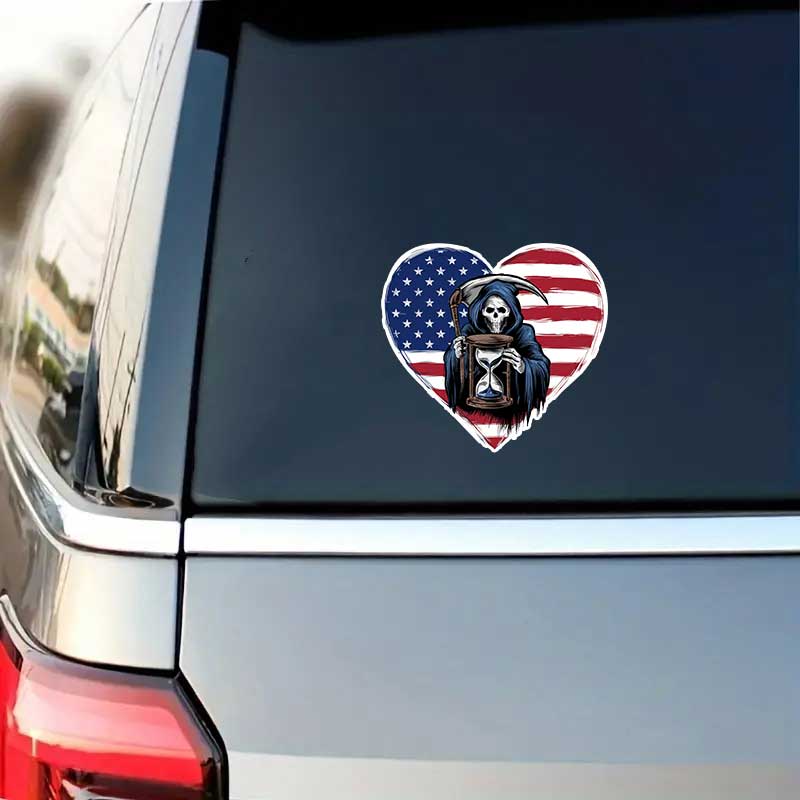 Car Sticker American Flag Gothic Heart Decal Vinyl Detachable Waterproof Outdoor Car Bumper Window Notebook Computer Decoration Car Accessories TM347