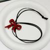 Simple Versatile Red Heart Bowknot Necklace For Women Girls  Big Heart Pendant Necklaces Jewelry Accessories Gifts
