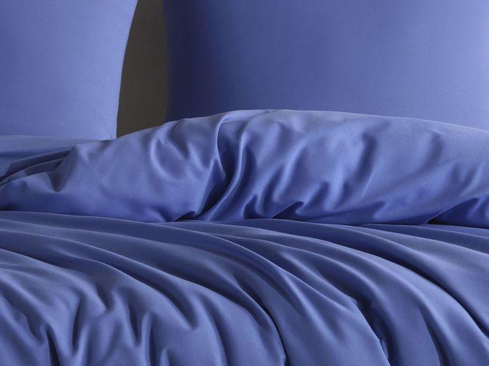 Parure de lit - UNI - Bleu - 140x200 - 1 housse de couette - 1 taie d'oreiller