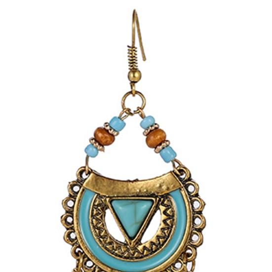 1 Pair Hook Earrings Bohemia Style Ethnic Synthetic Feather Exquisite Lady Boho Dangle Earrings