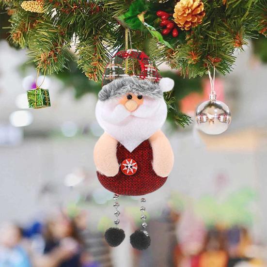 Christmas Hanging Decoration Reindeer Cloth 3D Santa Claus Snowman Bear Doll Pompom Leg Cute Handmade
