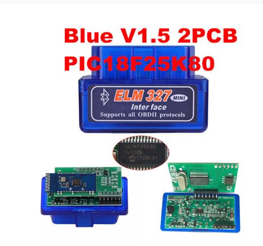 Double PCB OBDII ELM327 Bluetooth V1.5 Pic18F25K80 Chip Elm 327 Obd2 Scanner Universal Disgnostic Tool for Android Windows