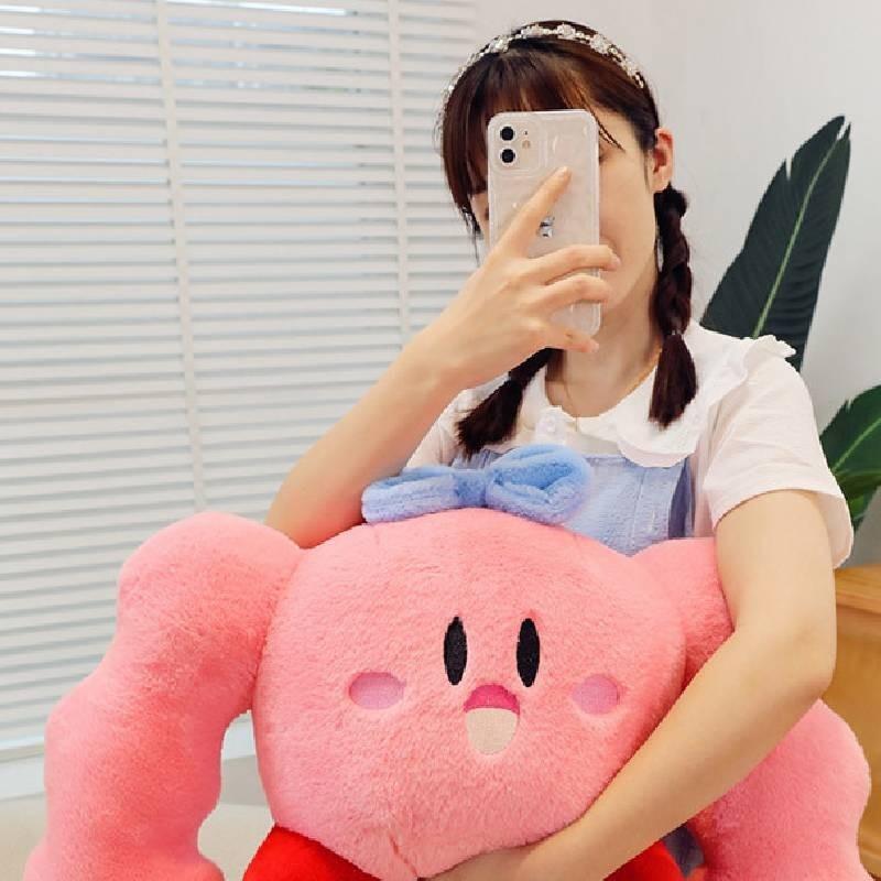 Cute Cartoon Muscle Star Kirby Plush Toy Pillow Stuffed Animal Doll Gift