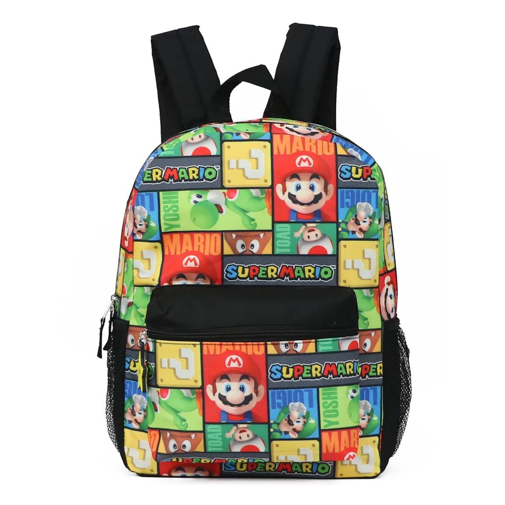 Super Mario All Over Print Character School Backpack Free Size 16"