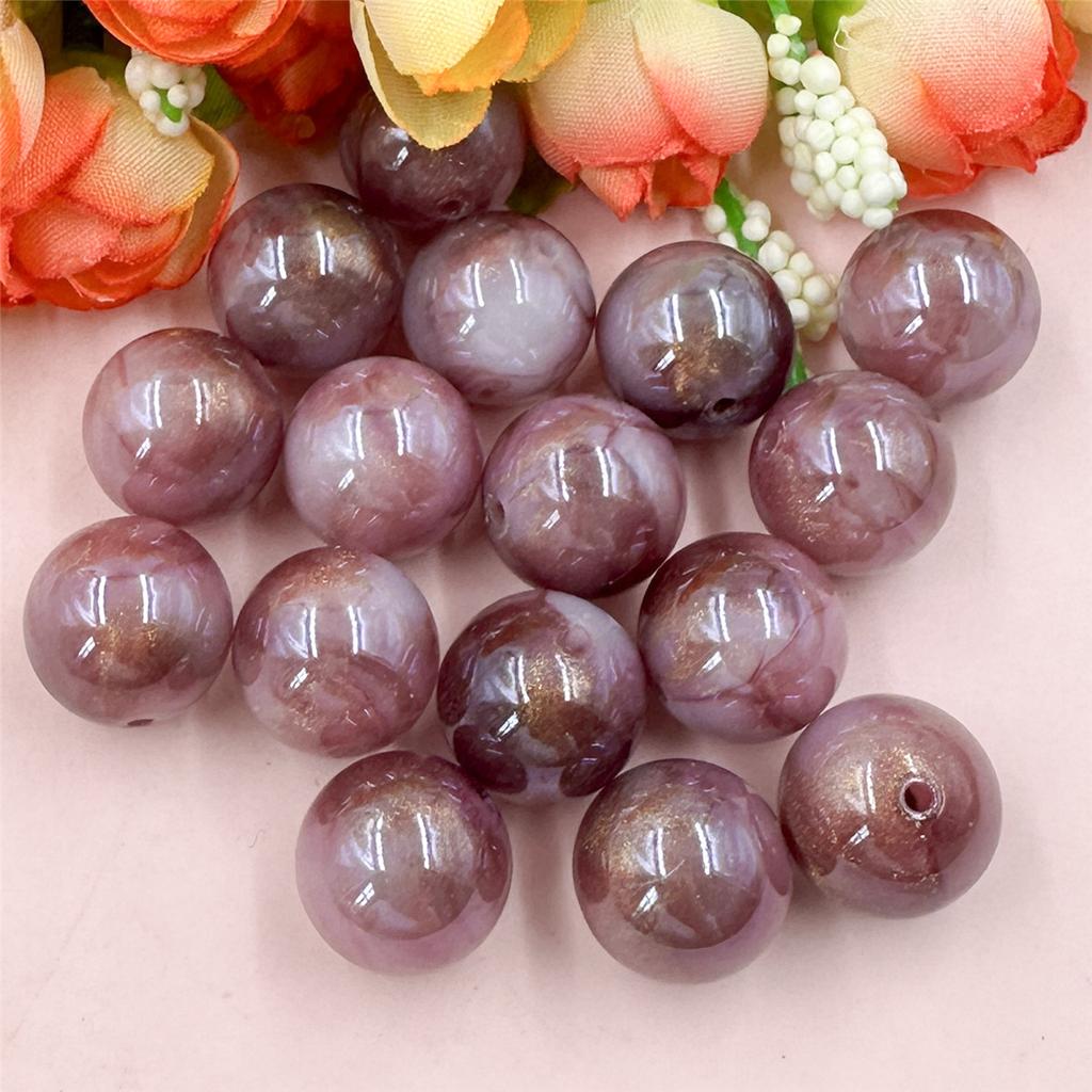 Высококачественные круглые 20 шт. материалы из бисера для изготовления браслетов и сережек акриловые ювелирные изделия глазурованный золотой порошок DIY ювелирные аксессуары свободные бусины 16 мм