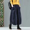 Retro Art Mid Length Autumn Women's Skirt Pocket Panel Corduroy Flower Bud Skirt Slimming Skirt