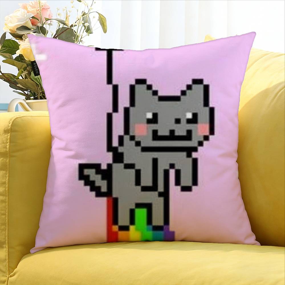 Cute Rainbow Nyan Cat World Various Sizes Square Pillow Case For Car Home Bedchamber Decor