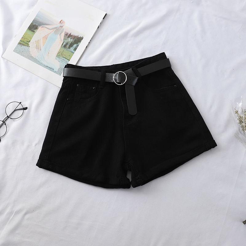 Женские джинсовые шорты А-силуэта с высокой посадкой - Подвернутые, Свободный крой, Корейский стиль для лета