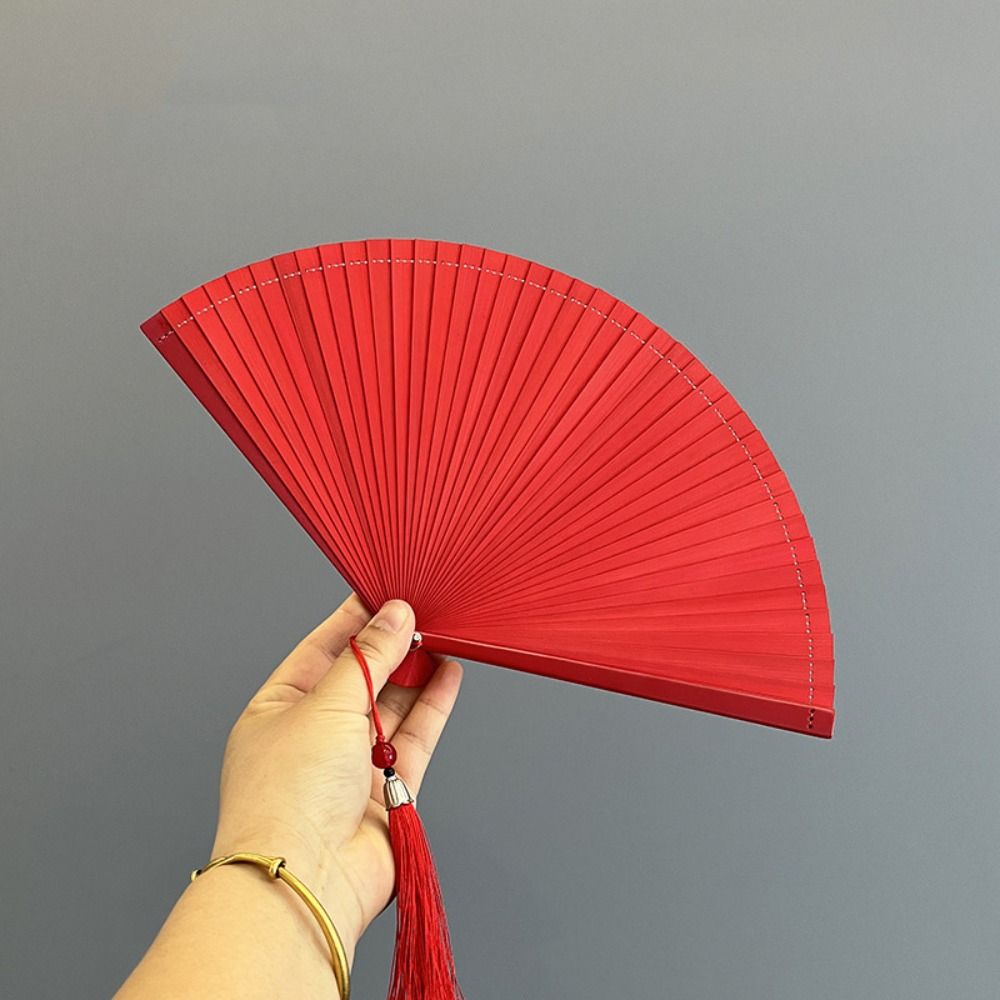Solid Color Tassel Folding Fan Portable Kimono Fan Elegant Handheld Fans Wedding Party Decor