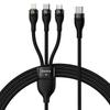 Kabel Usb 3W1 Baseus Flash Series 2, Usb-C + Micro Usb + Lightning, 100W, 1.5M (Czarny)