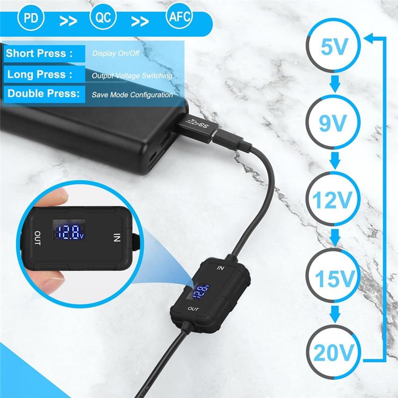 B29C-Car Lighter Socket Converter Cable-PD Type-C To 12V USB-C DC 5V To 12V Step Up Adapter