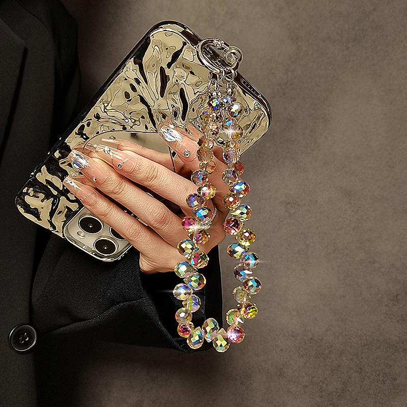 Блестящий ремешок для мобильного телефона, высококачественный роскошный телефон, короткая подвесная веревка, креативная изысканная ручная бисерная цепочка на запястье