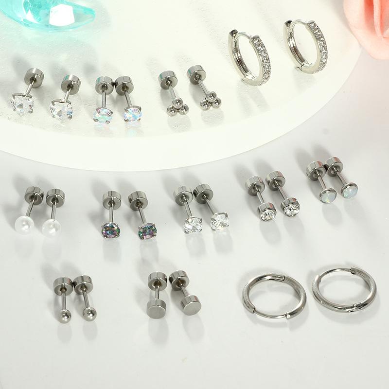 Hypoallergenic Stainless Steel Flat Back Earrings for Women Kids Teen Girls Earring Set-Surgical Steel Earrings Sensitive Ears