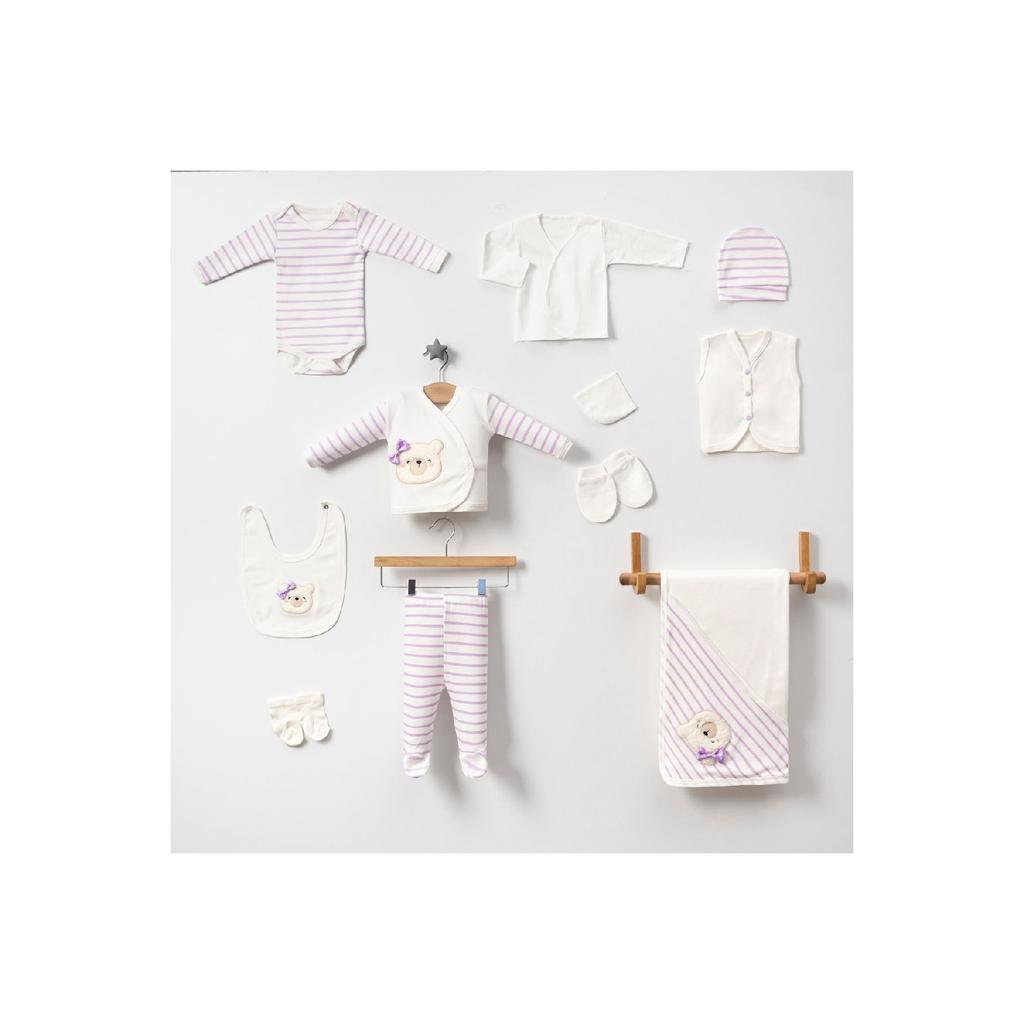 Boxed - Girl's Newborn Clothes 11-piece Hospital Discharge Sets Szene Embroidered 100% Cotton Bodysuit Set