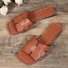 Коричневые кожаные женские тапочки с открытым каблуком на плоской подошве, повседневная пляжная обувь для пар, удобные сандалии для женщин