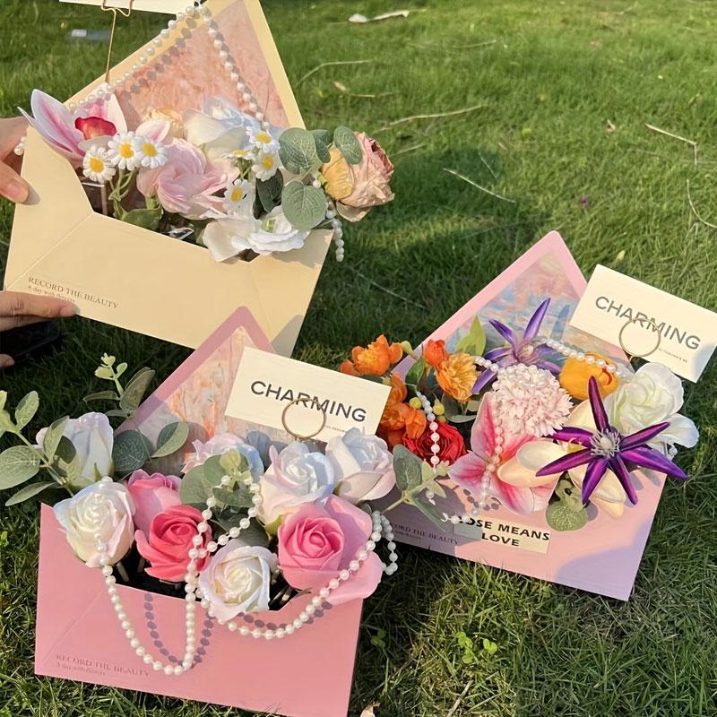 5Pcs Envelope Gift Box DIY Envelope Gift Paper Eco-Friendly Flower Box Bouquet Wrapping Printing
