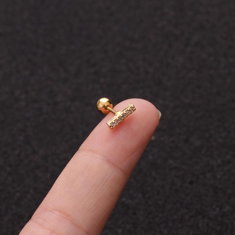 Helix Piercing Tragus Cross Crown Flower Heart Alloy Golden Silver Crystal Exquesite Stud Earring Moon Star Women Girls Wedding Party 1PC Zircon