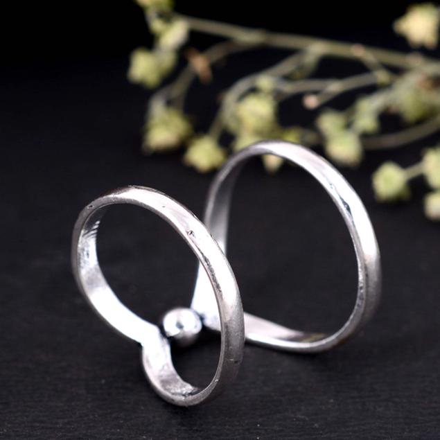 Handmade Oxidized Silver V-Shape Double Band Ring – Adjustable Tribal Thumb Ring, Boho Minimalist Statement Jewelry for Men & Women