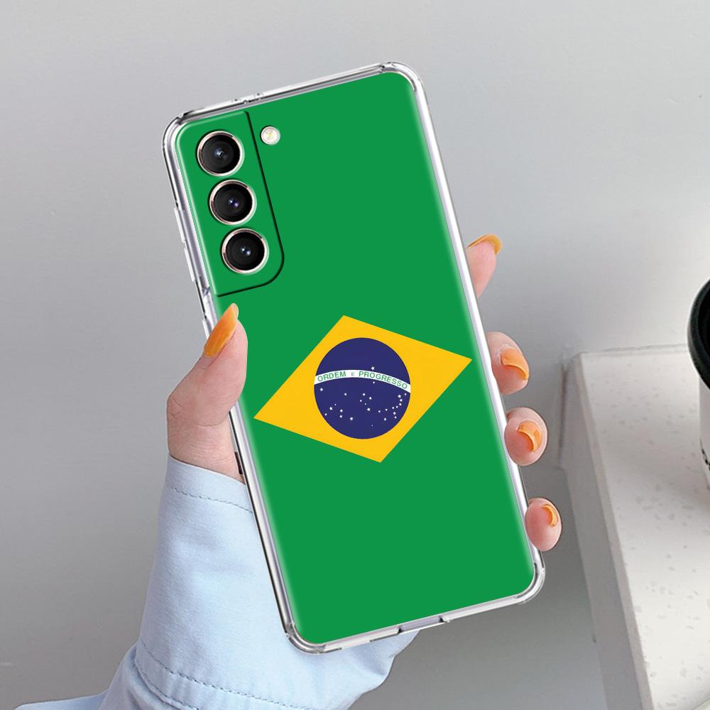 Чехол для телефона Samsung Galaxy S26 S25 S24 S23 S22 Ultra S20 S21 FE 5G Plus Мягкий прозрачный чехол Большой флаг Бразилии