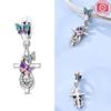 Шармы Серебро Синий Фиолетовый Бабочка Распятие Подвески Подходят для Оригинальных Браслетов Шармы для Женщин Ювелирные Изделия Сделай Сам Изготовление Подарки