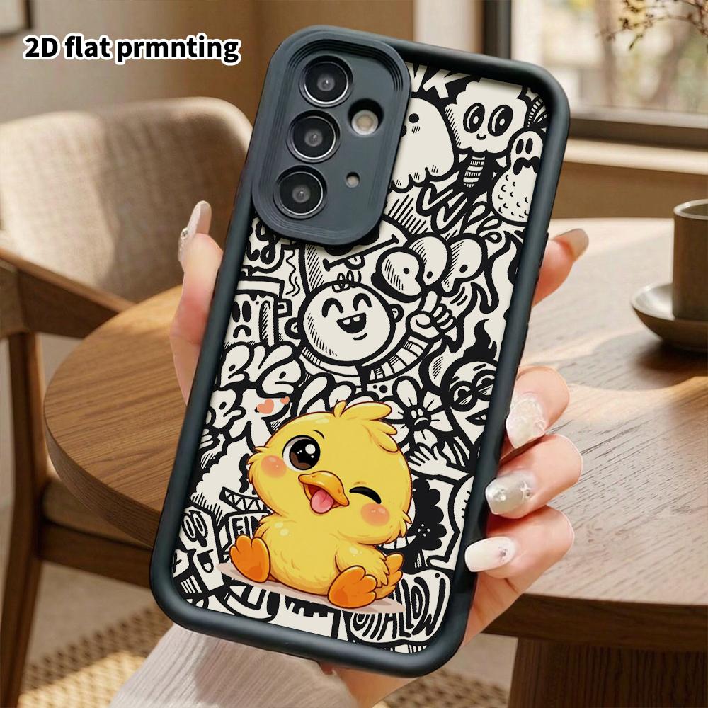 Phone case: 2D flat Samsung Galaxy A34 A35 M05 M06 S20 S22 S21 FE Plus 5G protective case, little yellow duck, Christmas and Halloween gift