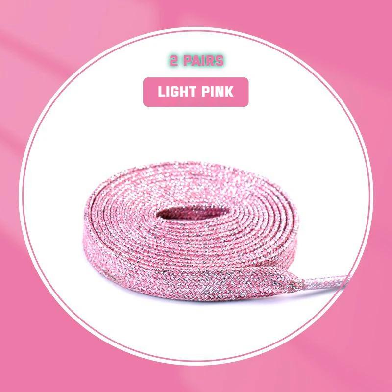 2 Pair Glitter White Shoelaces of Sneakers Colorful Shoelaces Metallic Shiny Gold Shoelace Silver Flat Shoe Laces Running Laces