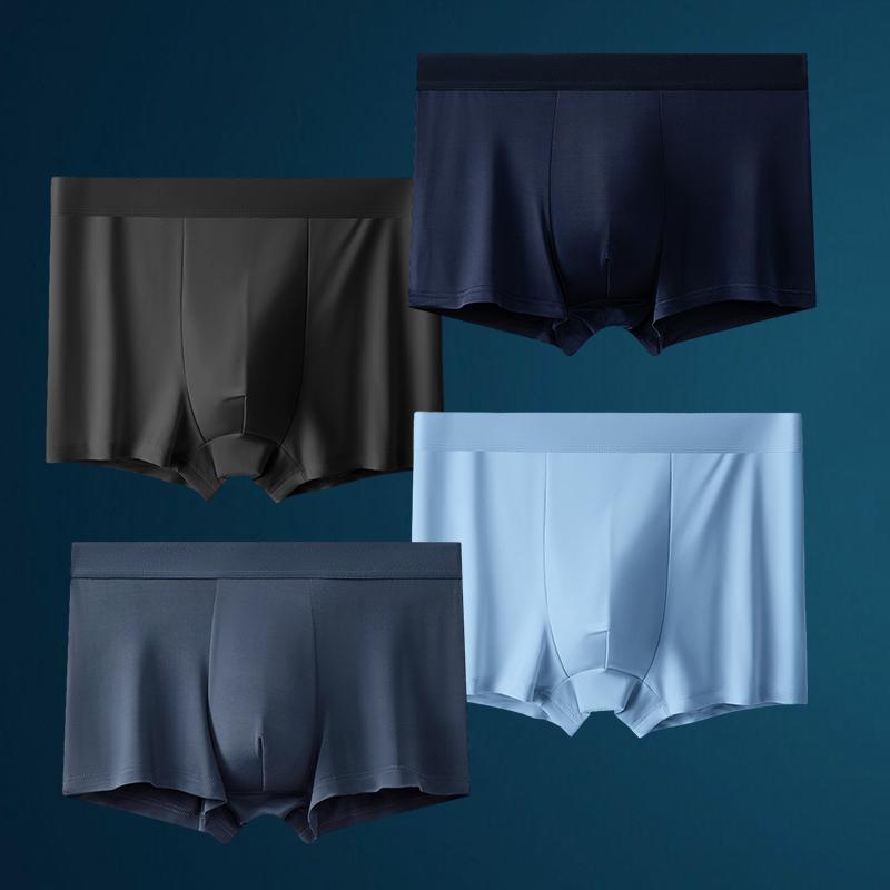 4 шт. мужское нижнее белье шелковые выпуклые боксеры бесшовные шорты брюки ледяные боксеры Homme трусы размер L-XXXL