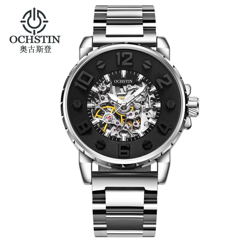 Men's Hollow Skeleton Dial Automatic Mechanical Stainless Steel Band Wrist Watch OCHSTIN Fashion Men's Watch Relogio Masculino