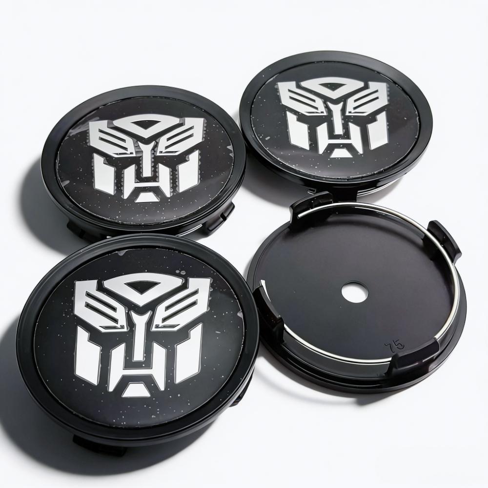 4pcs Transformers Logo Emblem Car Wheel Center Caps O.D 75MM 70MM Wheels Hub Cap Rim Hubcaps Dust Cover Replace Car Accessories