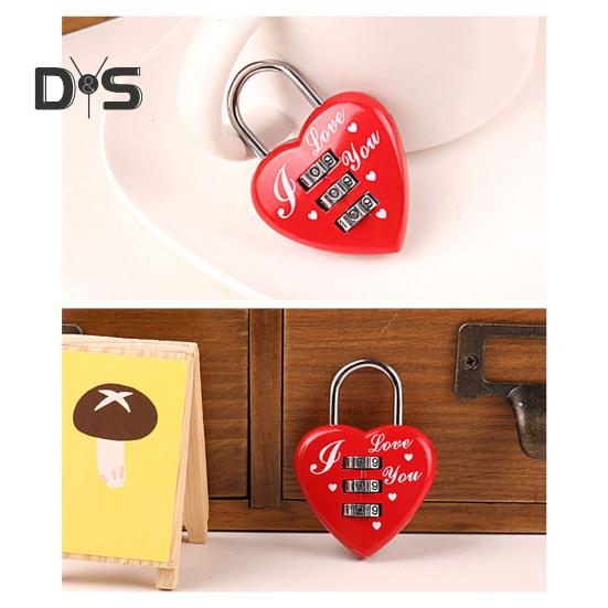 Stainless Heart Lock 3 Numbers Chic Suitcase Box Padlock
