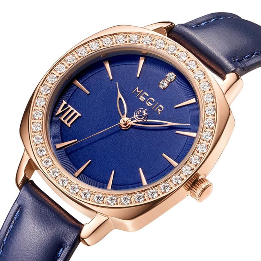 MEGIR Fashion Women Watches Luxury Diamond Leather Ladies Bracelet Female Quartz Wristwatches Dress Clock Relogio Feminino 7029
