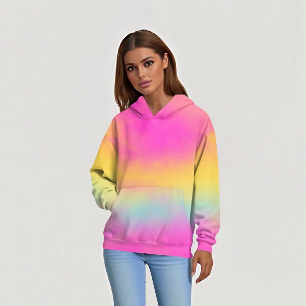 Женская мода Повседневный топ с V-образным вырезом и длинными рукавами с принтом