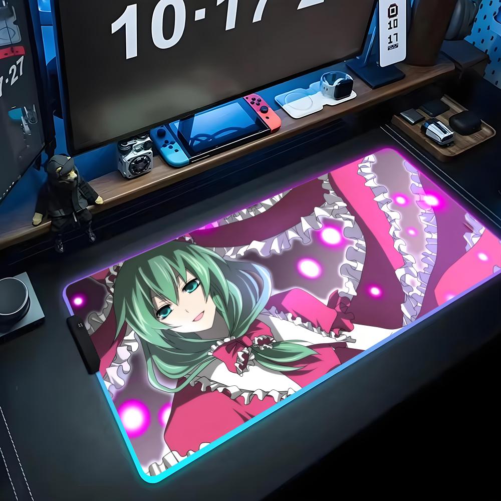 Hina Touhou Коврик для мыши RGB Игровой коврик для мыши Большой светодиодный коврик Настольный коврик для ПК Светящийся коврик для мыши Большие коврики для клавиатуры Настольный ковер с подсветкой
