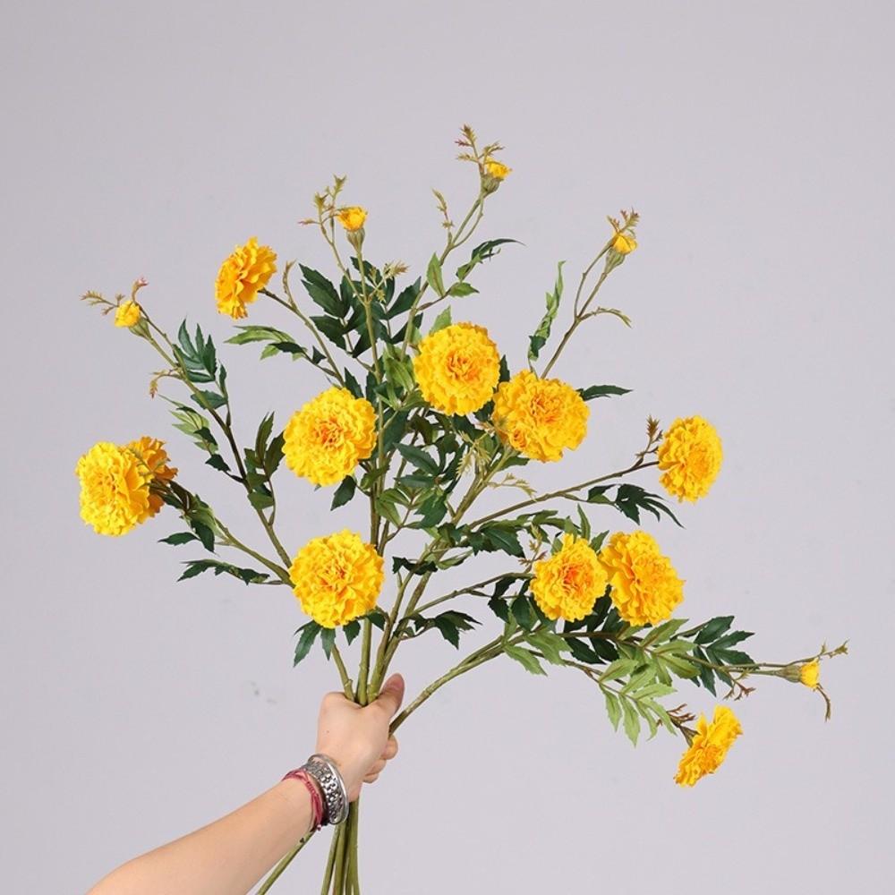 3 Heads Silk Flower Branches Silk Cloth Material Simulated Floral Decor Photography Props