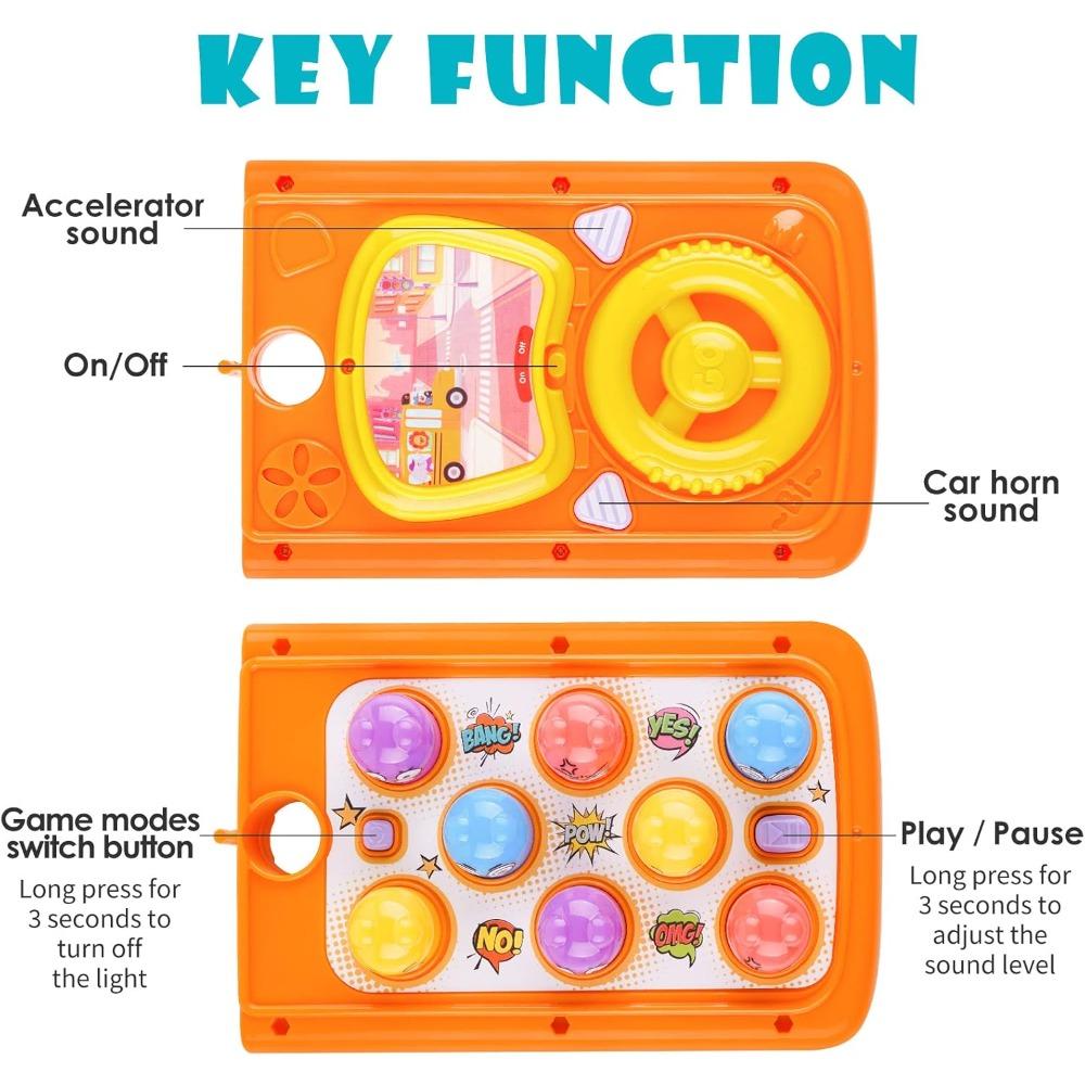 Montessori Toys for Toddlers Musical Toy for Baby Bus Toy with Gear Matching Game Whack-a-Mole Clock Learning Toys Birthday Gift