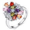 Ring Colorful Crystal Zircon Big Flower S925 Silver