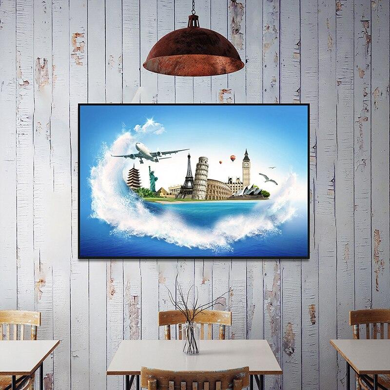 Украшение Эйфелева башня Пизанская башня Статуя Свободы Картина на холсте Известный архитектурный пейзаж Репродукции Украшение Плакат