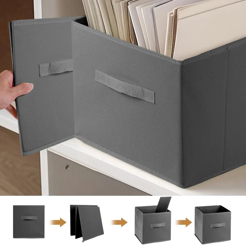 26x26 см складные тканевые кубики для хранения однотонный нетканый квадратный органайзер коробка с ручками для одежды игрушек ящик для всякой всячины