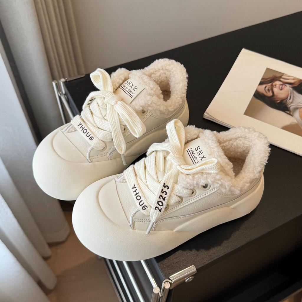 Женские новые универсальные туфли на толстой подошве, молочные фуфу с юбкой, хлебные туфли, женские оригинальные повседневные хлопковые туфли с большим носком