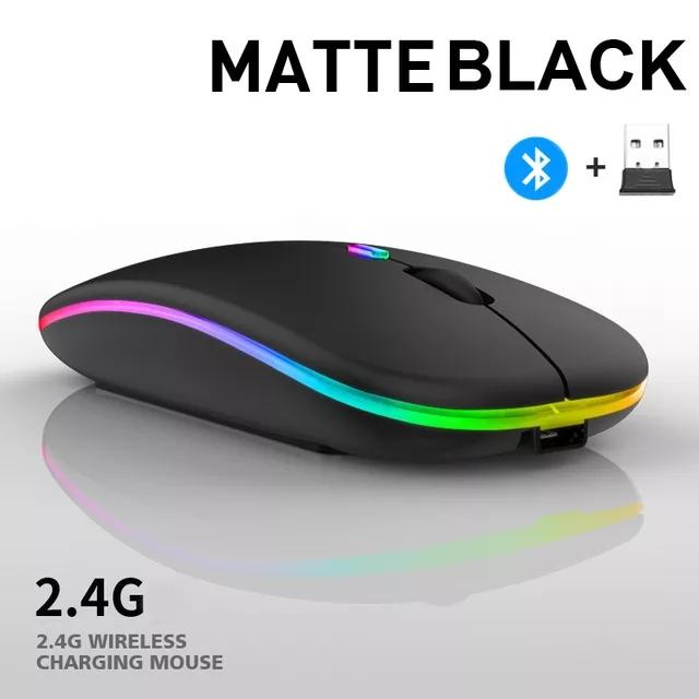 Перезаряжаемая беспроводная мышь Bluetooth с частотой 2,4 ГГц, USB RGB, 1600 точек на дюйм, мышь для компьютера, ноутбука, планшета, Macbook, игровая мышь, геймер