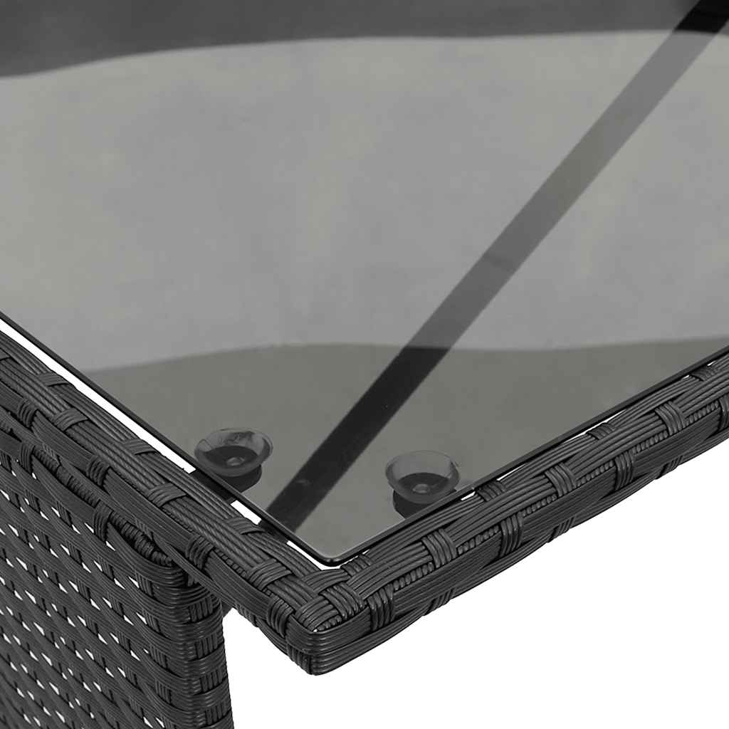 3 Piece Outdoor Dining Set with Cushions Black Poly Rattan